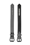 A 1.5" wide CLASSIC ARMBELT - Grey with matte black hardware positioned flat, front and lining views.