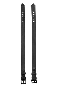 Flat-laid 1" wide CLASSIC ARMBELT NARROW - Black with matte black hardware with both sides showing.