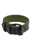 Coiled display of a COMBAT ARMBELT - Army Green with matte black hardware.