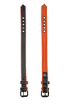 Full flat views of two COMBAT ARMBELT NARROW - Orange with matte black hardware showing front and lining details.