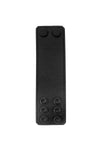 A 2" wide ARMY OF MEN black leather ball stretcher with matte black hardware, viewed from the front.