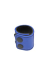 Coiled BALL STRETCHER WIDE - Blue with a matte black snaps forming a circular display.