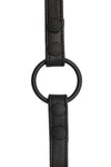 Black leather cockring strap flat front view