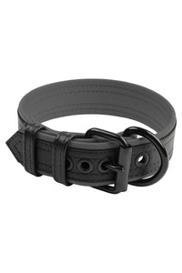 ARMY OF MEN 1.5" wide COMBAT COLLAR WIDE - Grey with a matte black buckle and D-ring, in a coil.