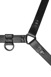 A 1.5" wide ARMY OF MEN CLASSIC BULLDOG - Black with matte black hardware, displayed flat and revealing the lining leather.
