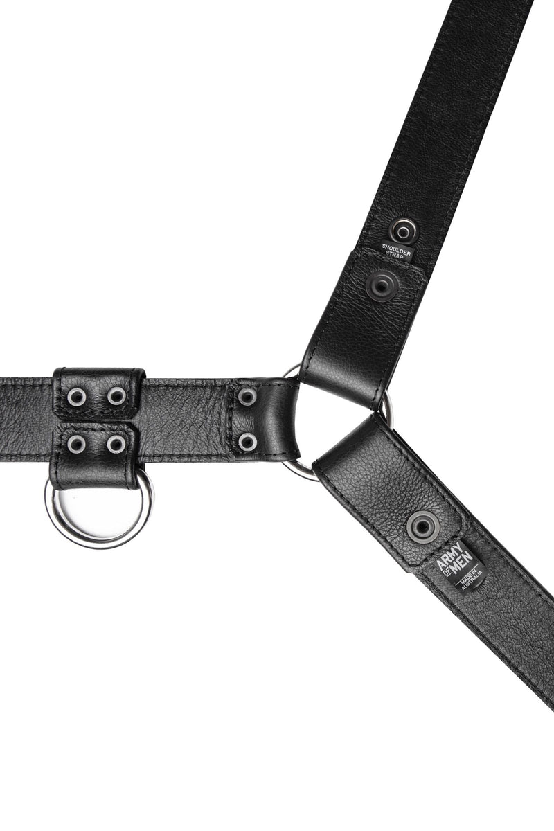 ARMY OF MEN 1.5" wide CLASSIC BULLDOG - Stainless Steel with stainless steel hardware, laid flat and displaying the lining.