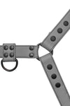 Flat lay view of a 1.5" wide ARMY OF MEN CLASSIC BULLDOG FULL COLOUR - Grey with matte black hardware.