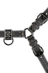 A 1.5" wide ARMY OF MEN COMBAT BULLDOG - Grey with matte black O-rings, laid flat and viewed from above.