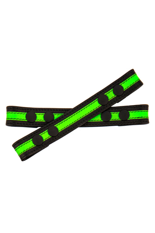 Fluro Green leather Universal X Harness Front Straps