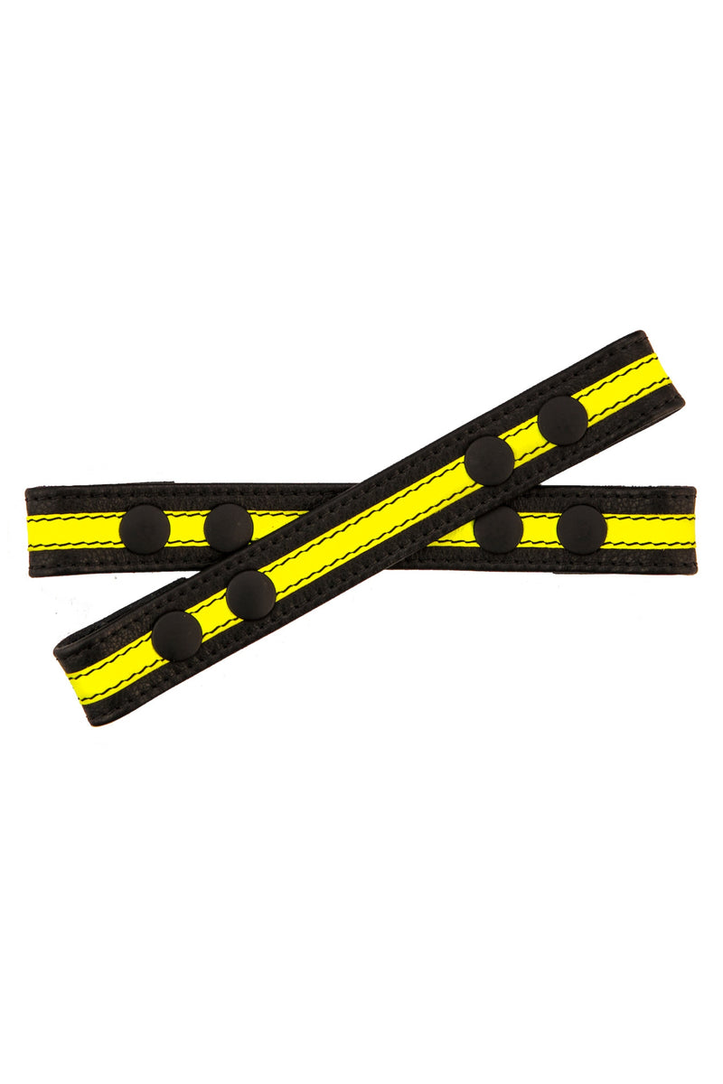 Fluro Yellow leather Universal X Harness Front Straps