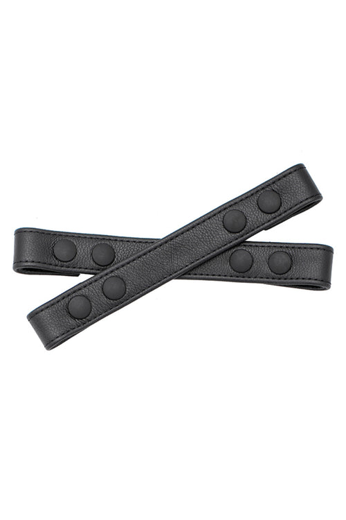 Black leather Universal X Harness front straps