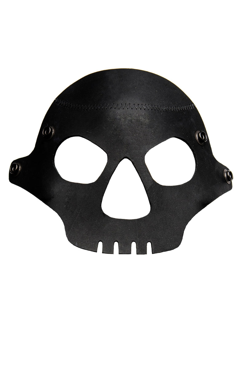 Black veg tan leather skull face mask.