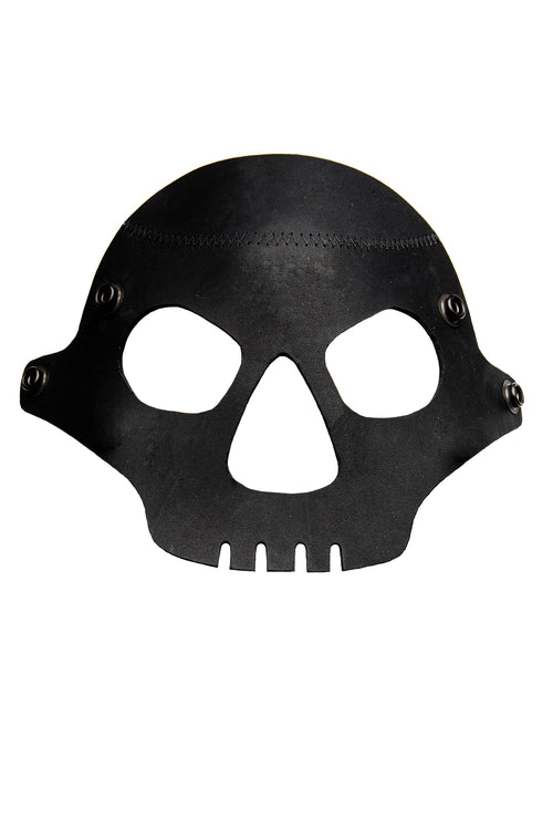Black veg tan leather skull face mask.