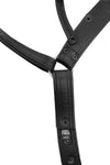 An ARMY OF MEN COMBAT JOCK, made with leather and stainless steel hardware, displayed flat and displaying the lining leather.