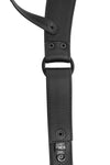 Product photo of a black leather thong lining.