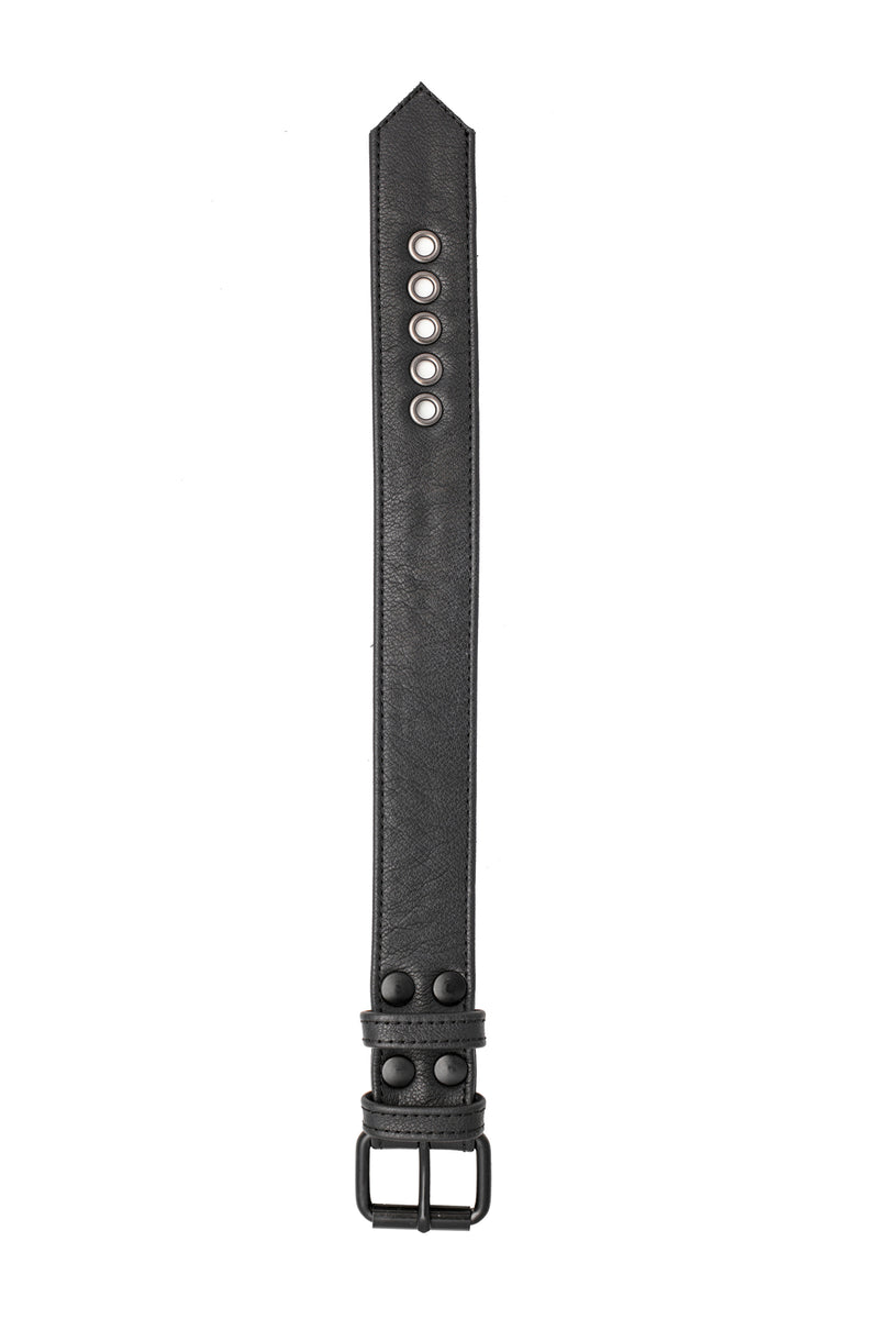 Black leather armband belt with matt black buckle