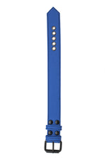 1.5" blue leather armband belt with matt black buckle