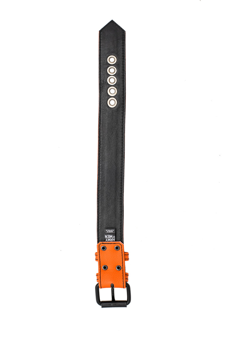 1.5" orange leather armband belt lining