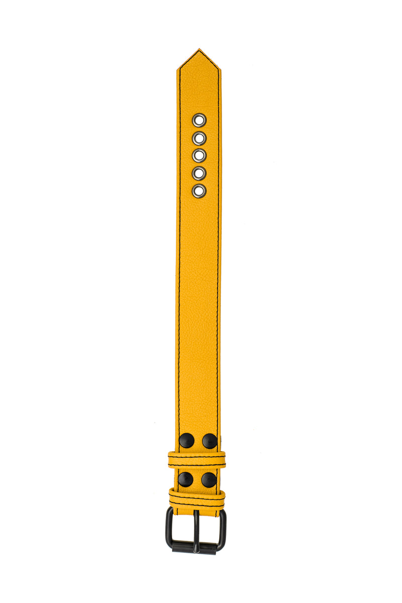 1.5" yellow leather armband belt with matt black buckle