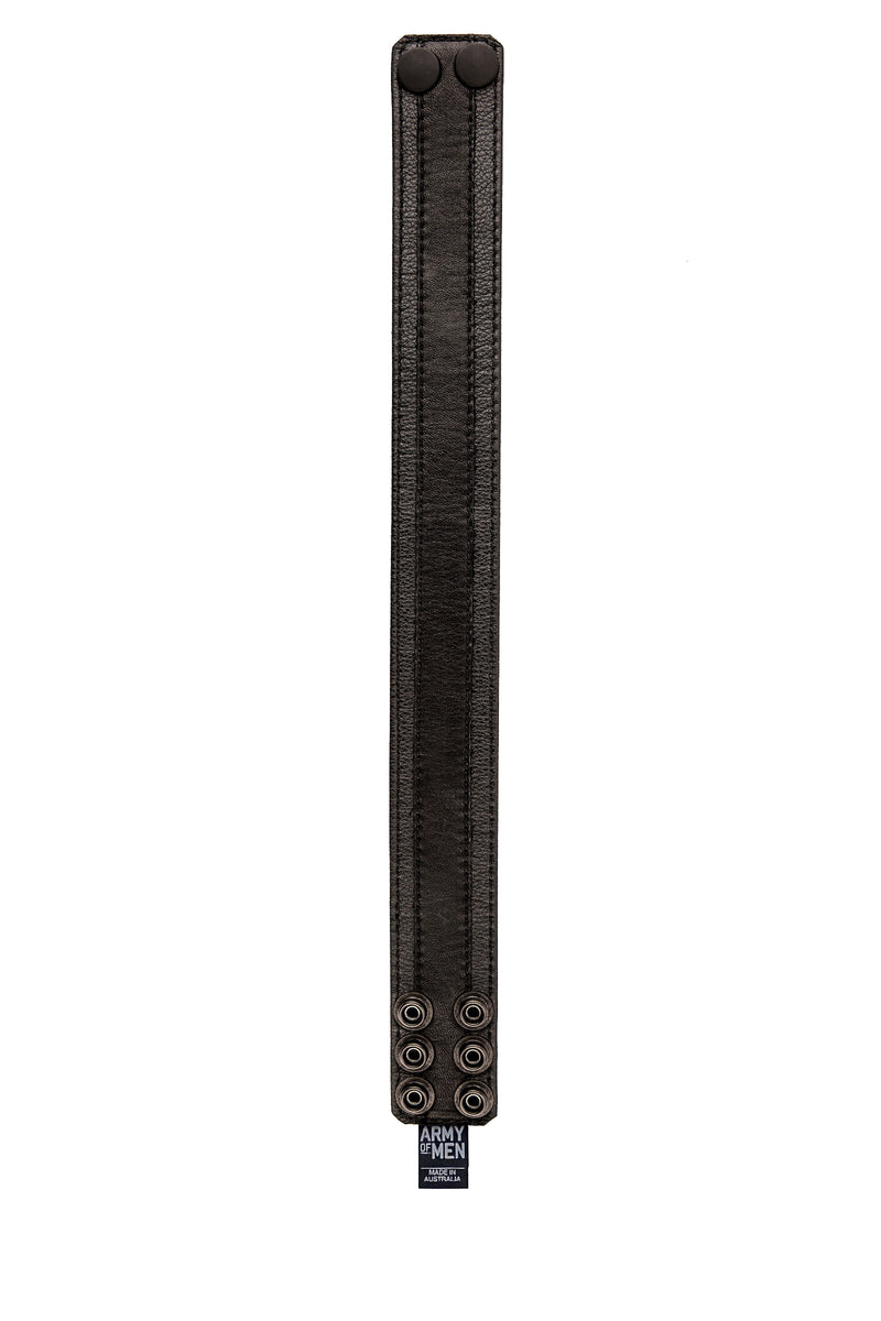 Black leather racer stripe armband
