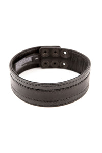 Black leather racer stripe armband