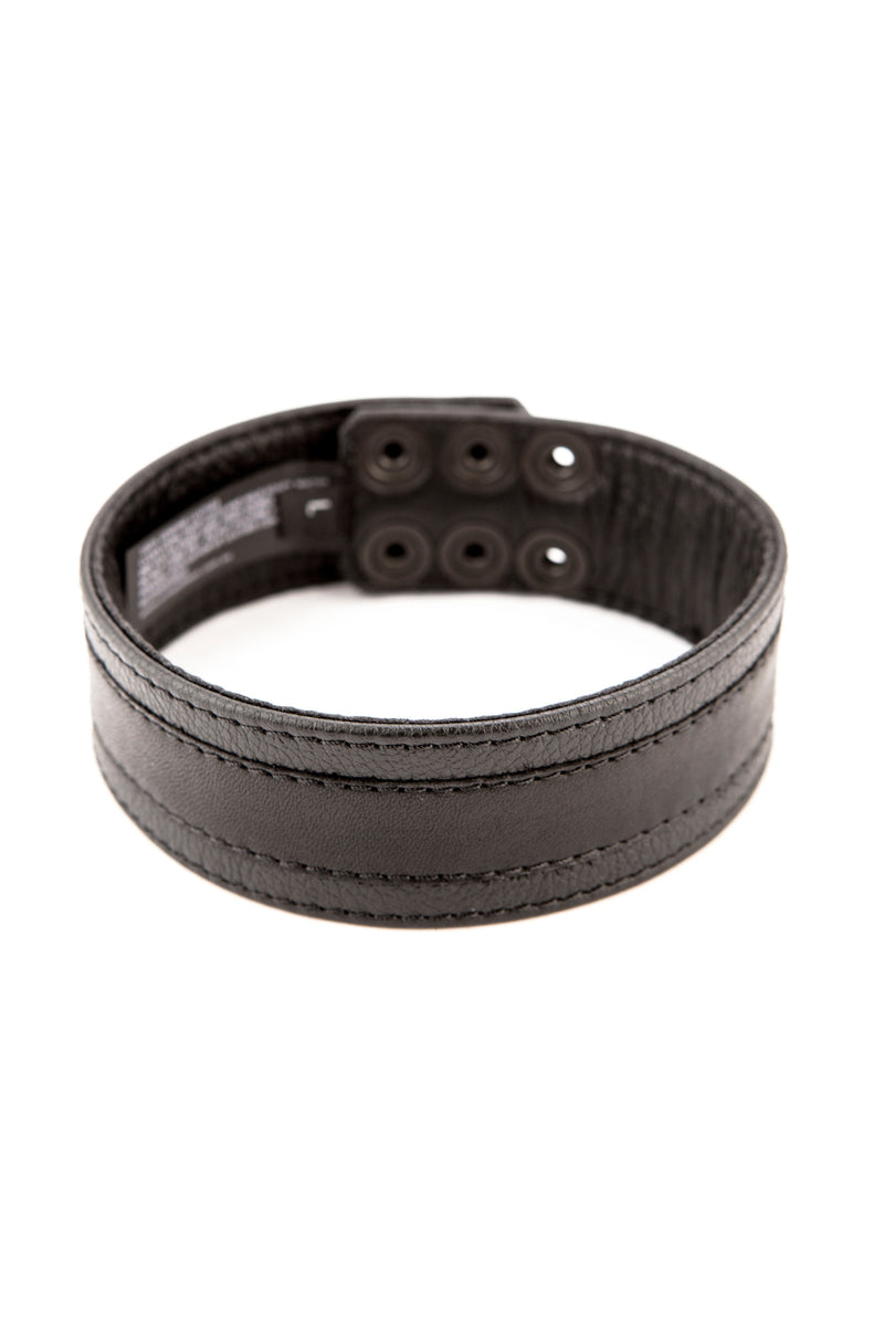 Black leather racer stripe armband