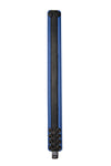 1.5" wide blue leather armband with black racer stripe detail