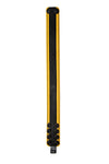 1.5" wide yellow leather armband with black racer stripe detail