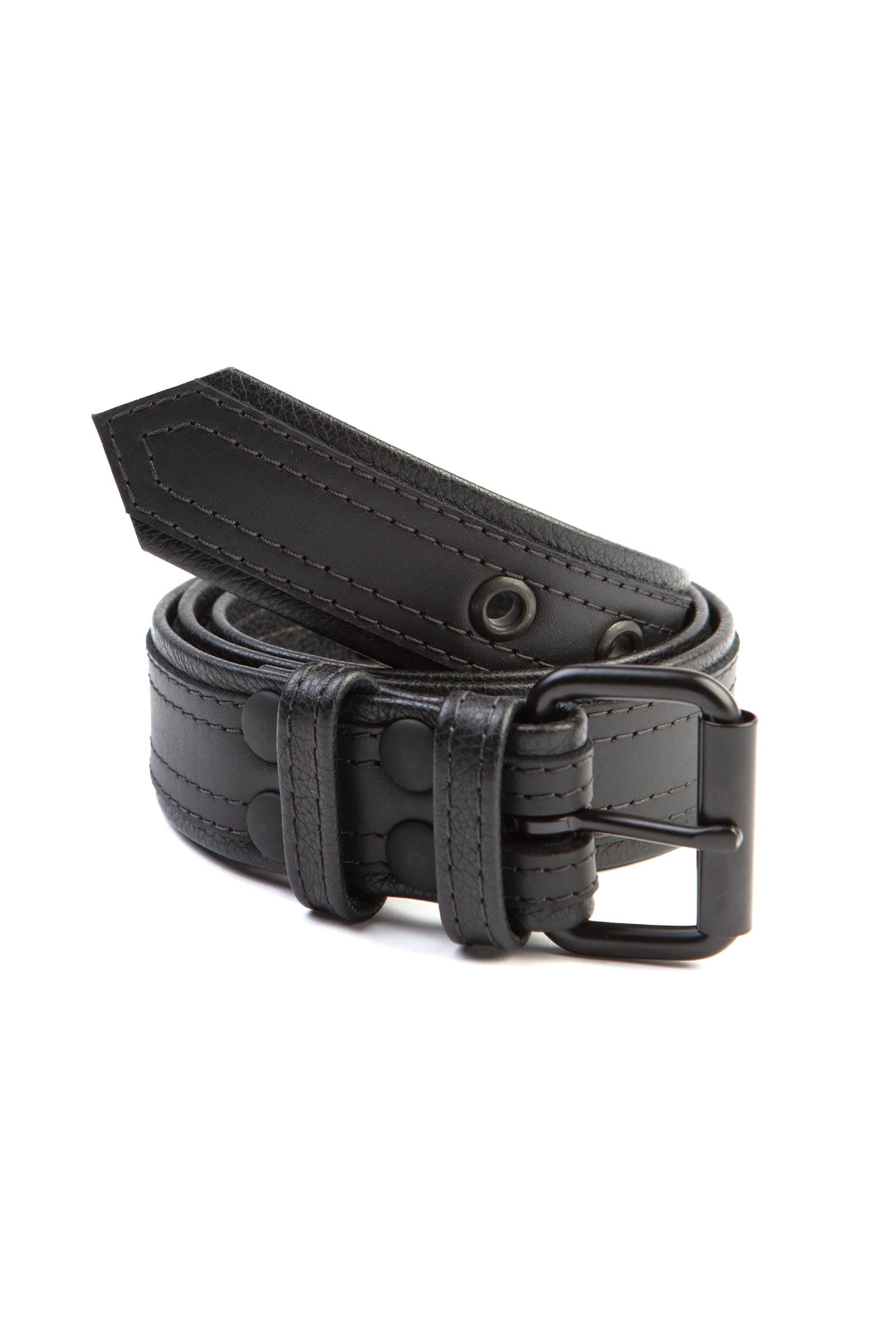Combat Style All Black Leather Belt | Men's Accessories | ARMY OF MEN