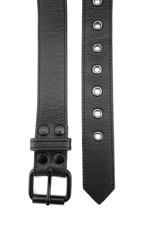 Black leather men's fashion belt