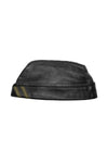 Black flight cap with army green stripes