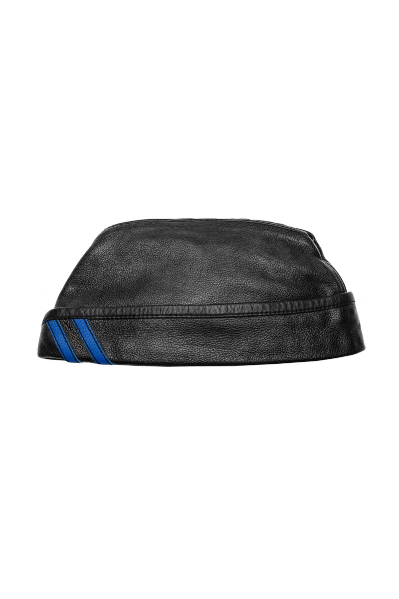 Black flight cap with blue stripes