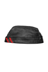 Black flight cap with red stripes