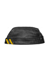 Black flight cap with yellow stripes