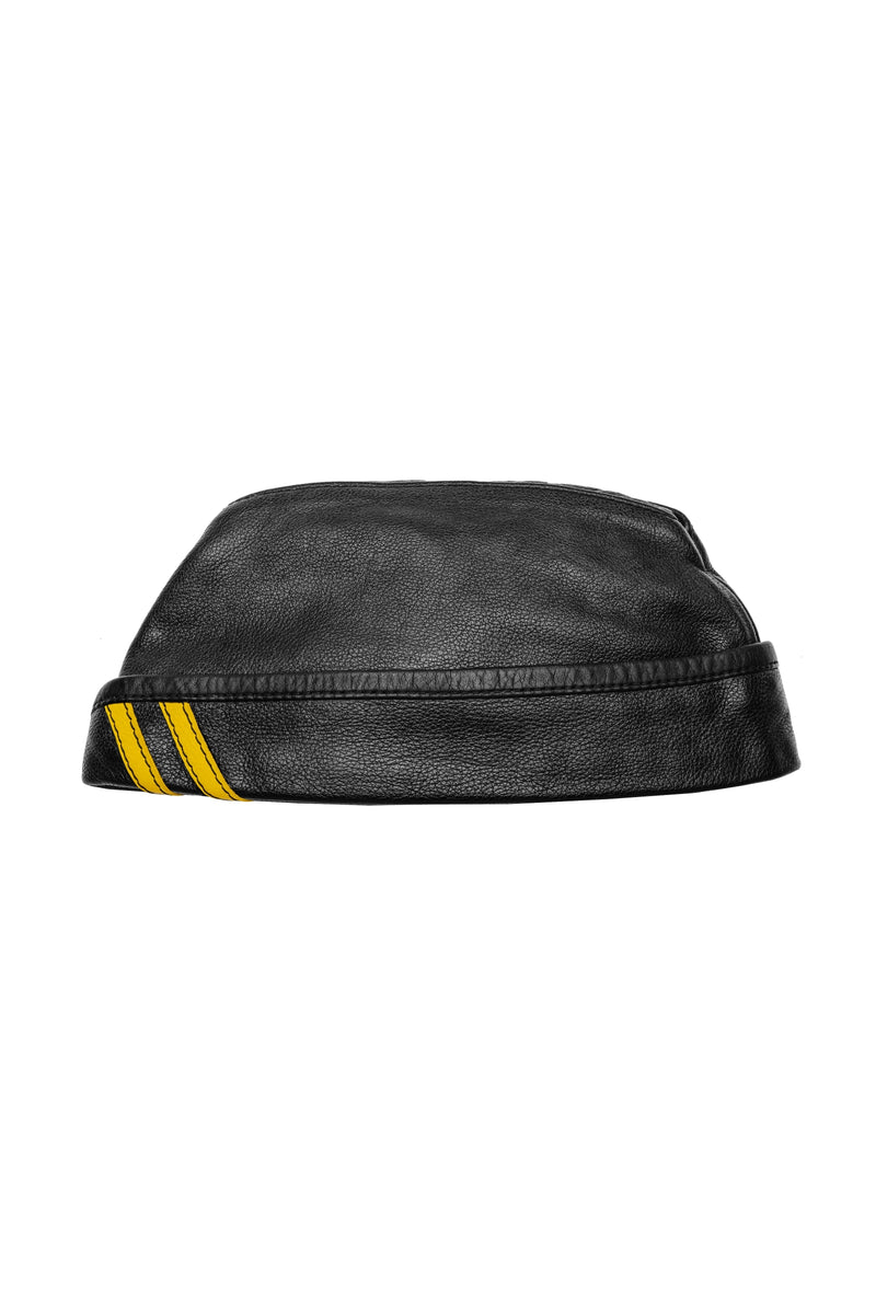 Black flight cap with yellow stripes