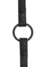 Black leather cockring strap
