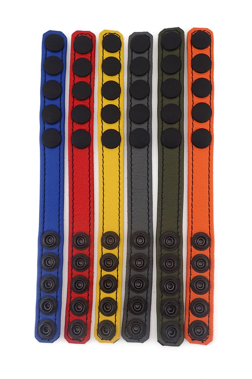6 coloured leather 3/4" wide cockrings flat