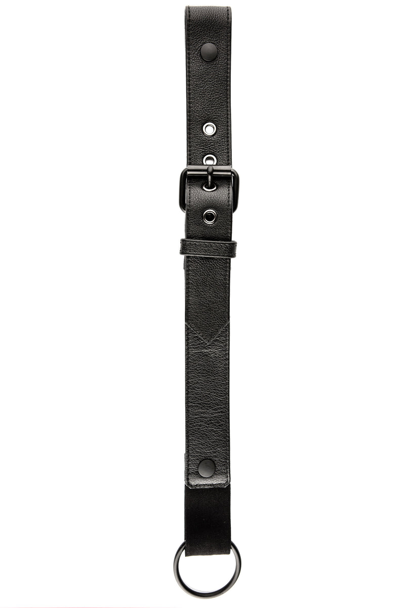 Black leather bulldog cockstrap