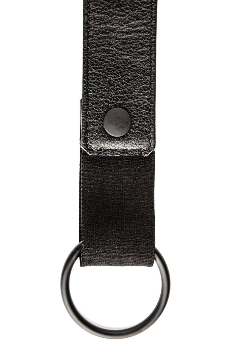Black leather cockstrap collar