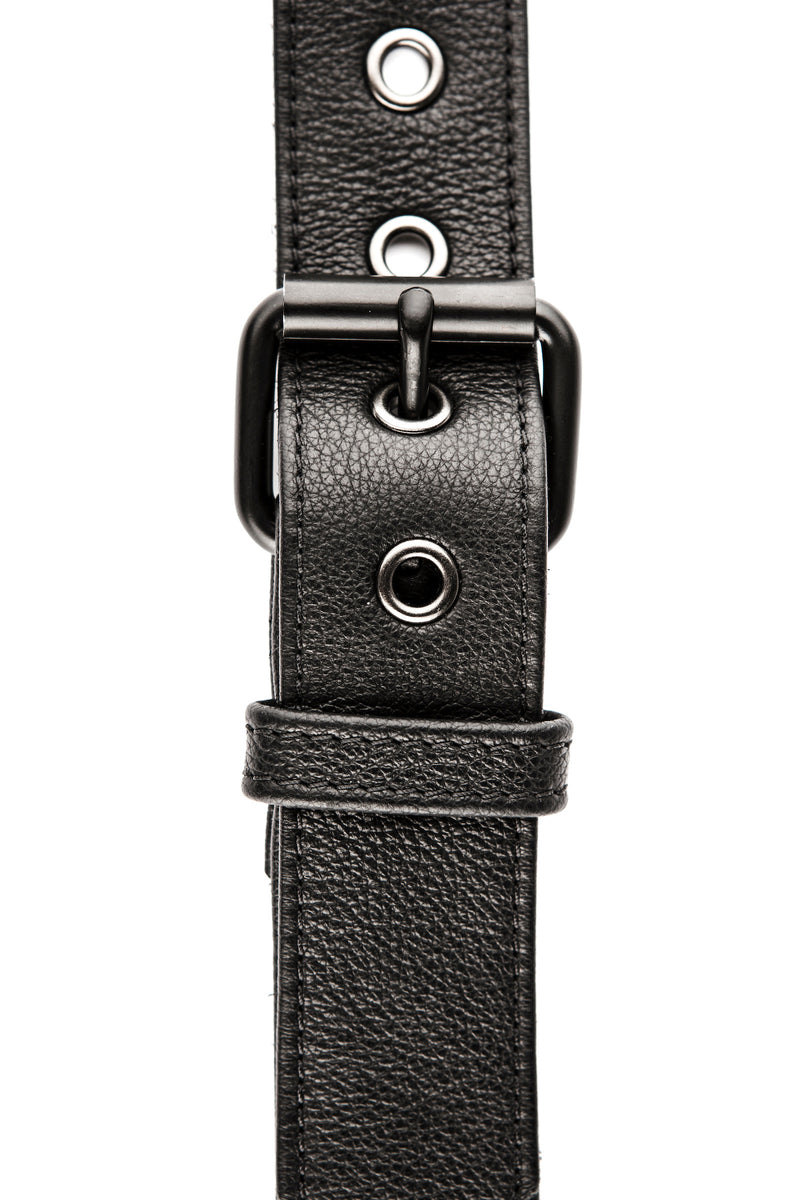 Black leather cockstrap collar