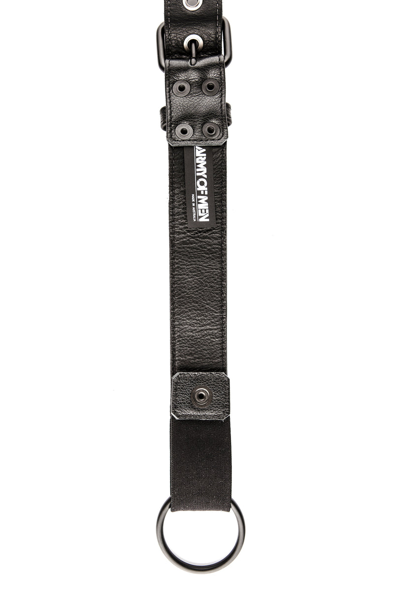 Black leather cockstrap collar lining