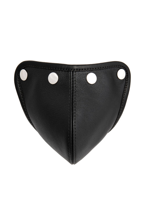 Black leather standard codpiece with stainless steel snaps