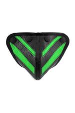 Fluro green leather stripe codpiece