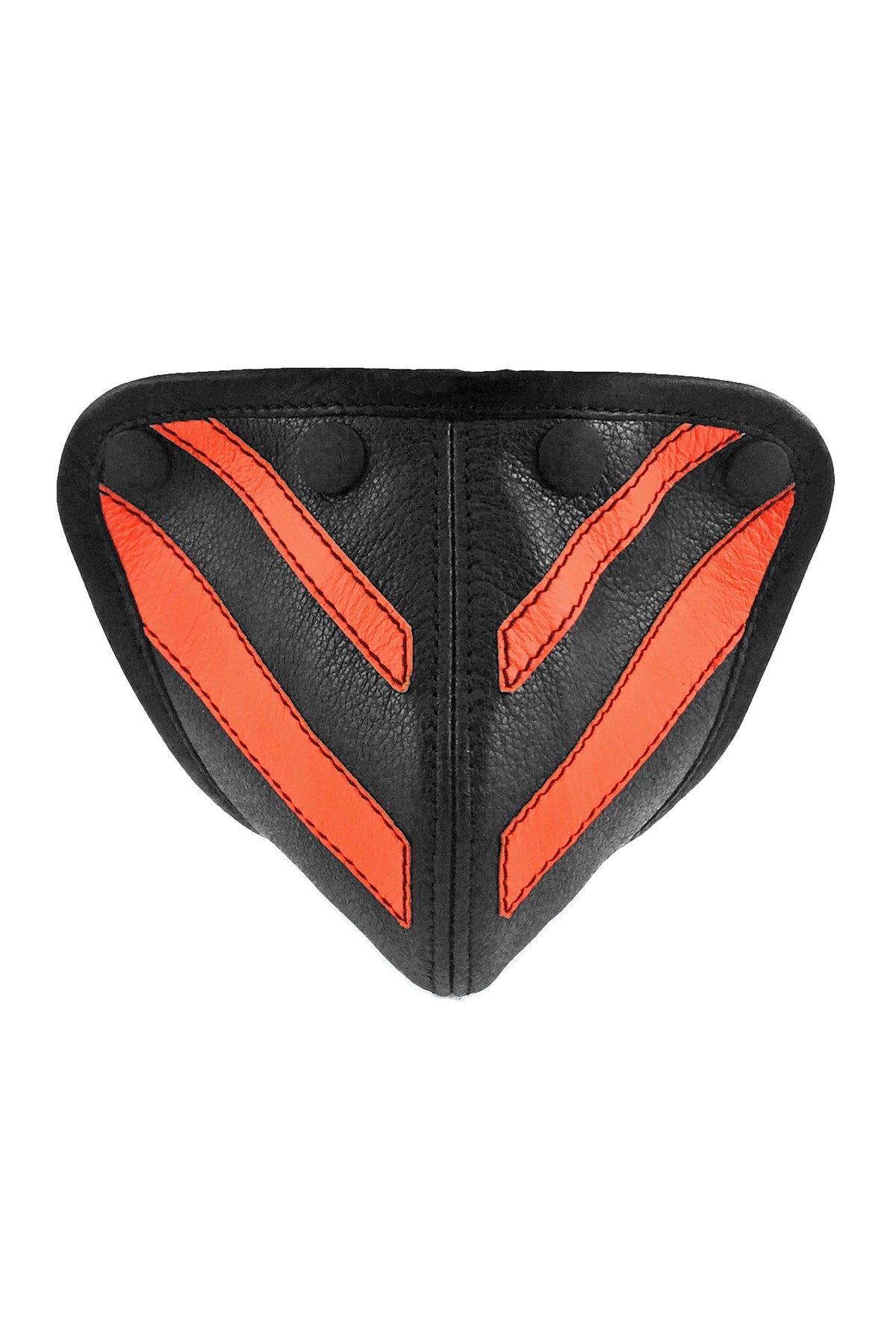 Fluro orange leather stripe codpiece