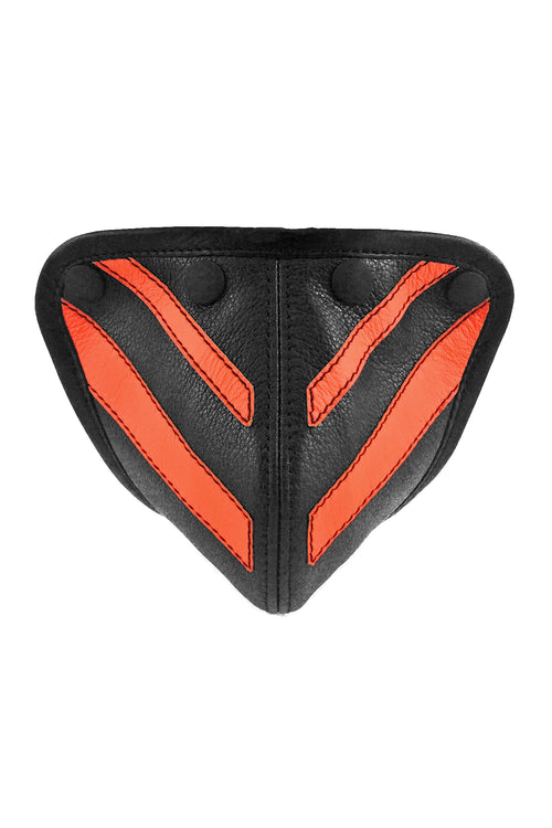 Fluro orange leather stripe codpiece