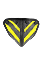 Fluro yellow leather stripe codpiece