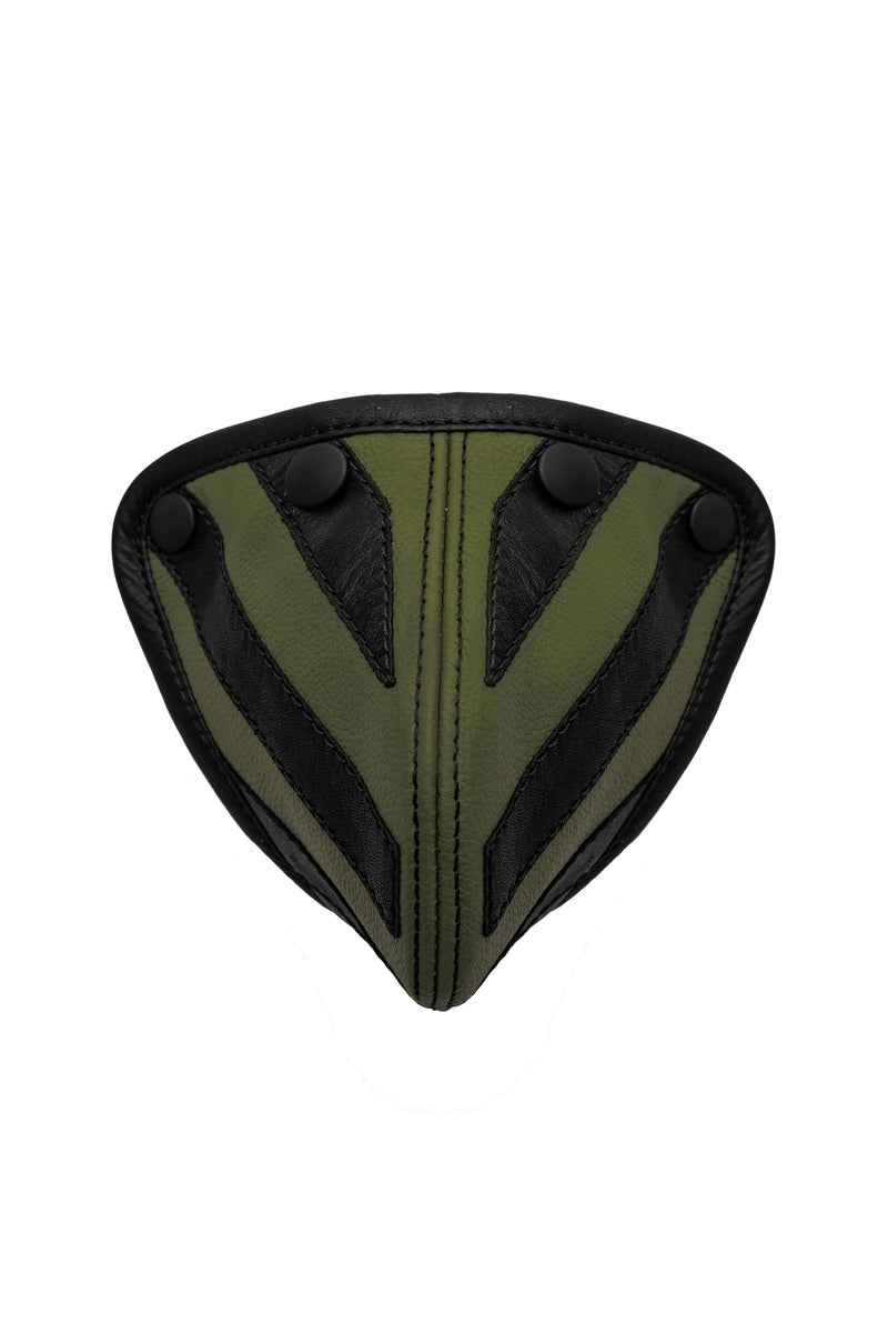 Army green leather tiger codpiece