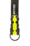 Fluro yellow stripe leather pup collar lining