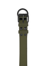 Army green leather pup collar