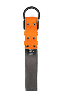 Orange leather pup collar lining